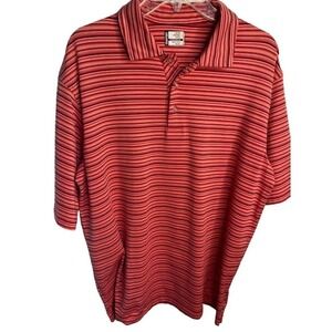 Slazenger Men's Polo Print Striped Shirt Size Large Red Black White
